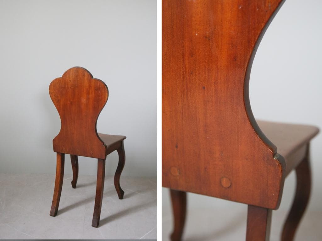 英国アンティーク木製ホールチェア/ダイニングイス椅子/飾り棚(83-281-1)