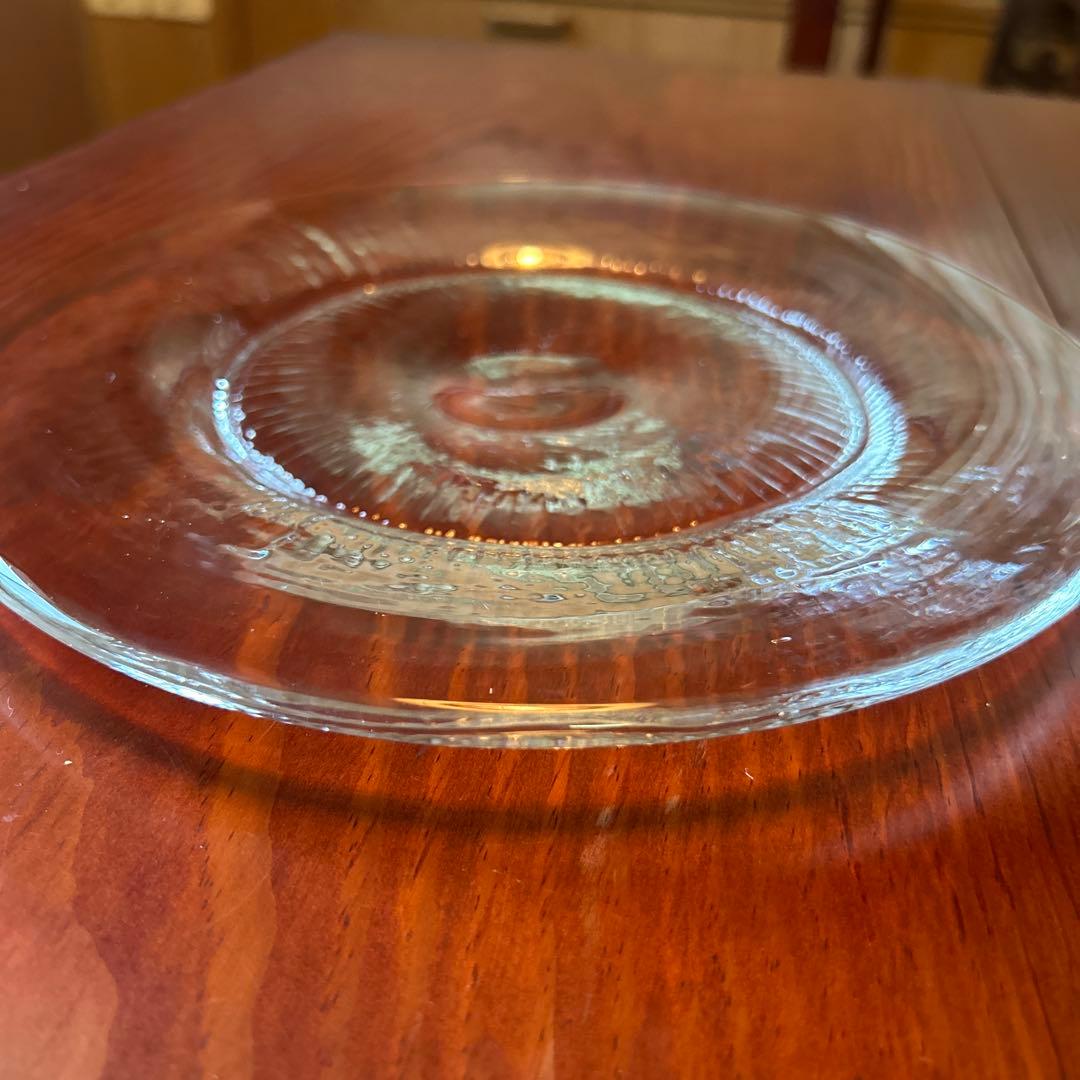 新品◆71 荒川尚也　笛吹きガラス　丸型大皿プレート　晴耕社ガラス工房