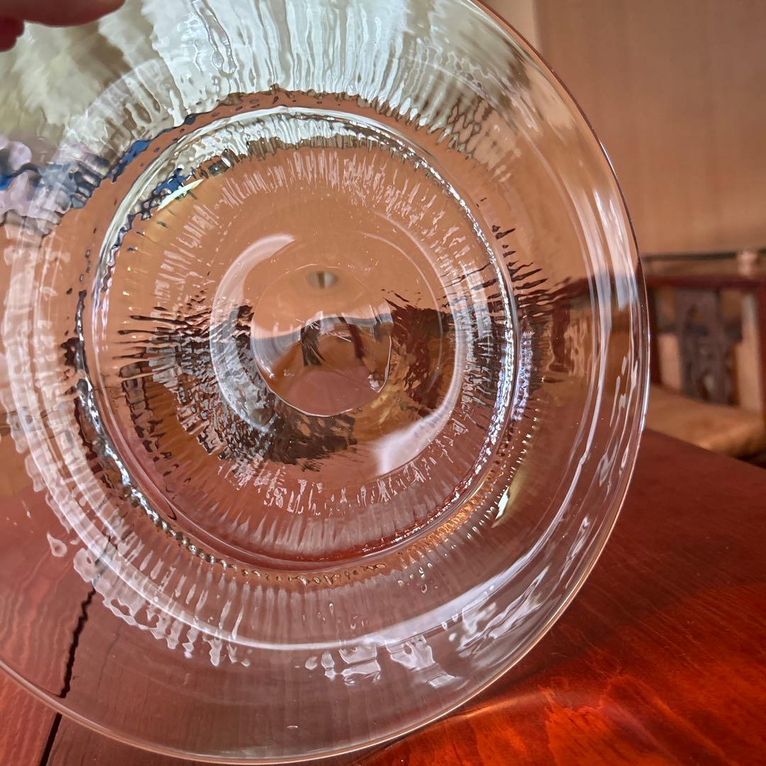 新品◆71 荒川尚也　笛吹きガラス　丸型大皿プレート　晴耕社ガラス工房