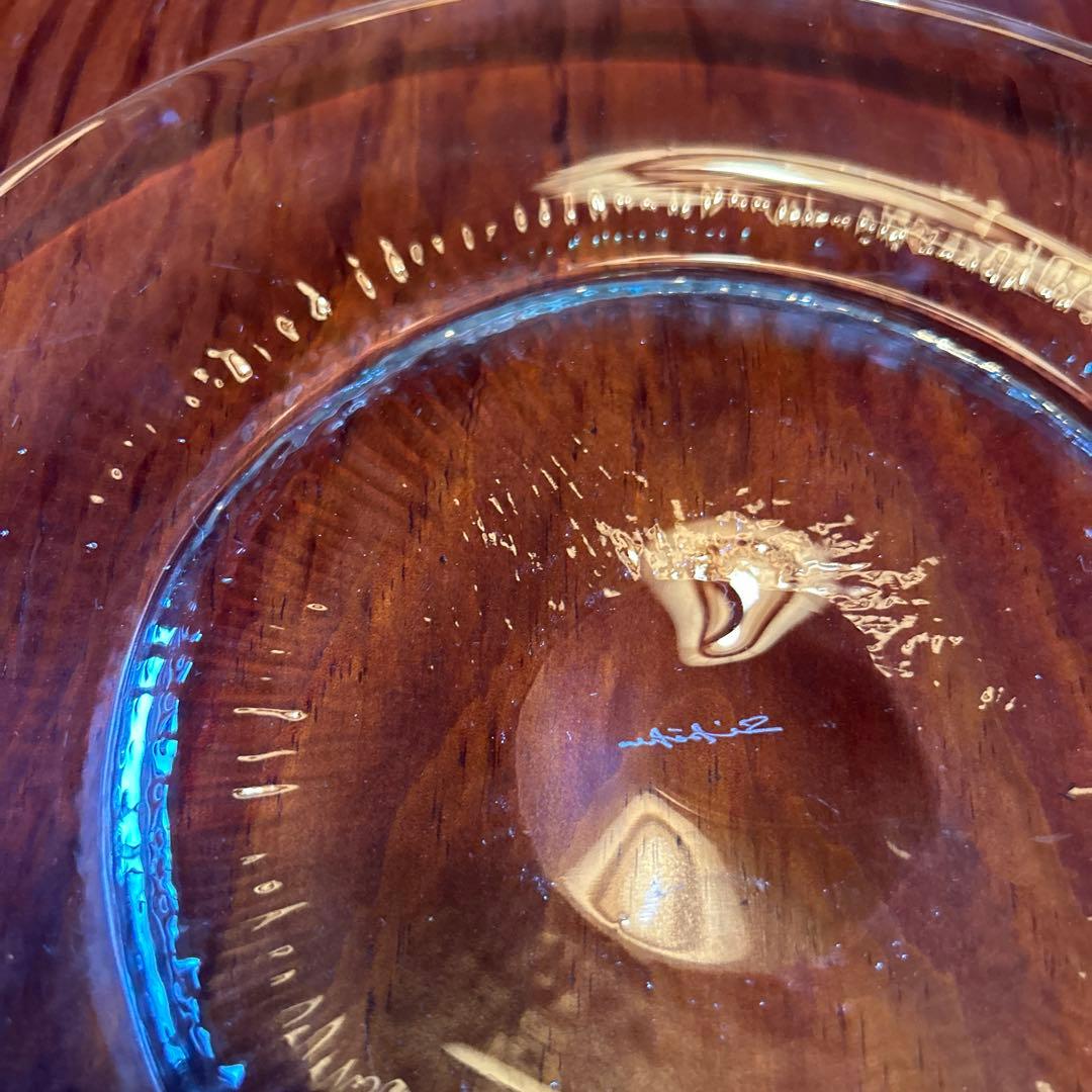 新品◆71 荒川尚也　笛吹きガラス　丸型大皿プレート　晴耕社ガラス工房