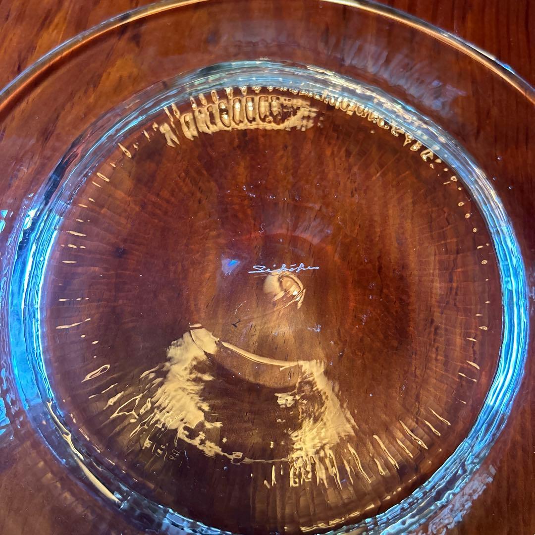 新品◆71 荒川尚也　笛吹きガラス　丸型大皿プレート　晴耕社ガラス工房