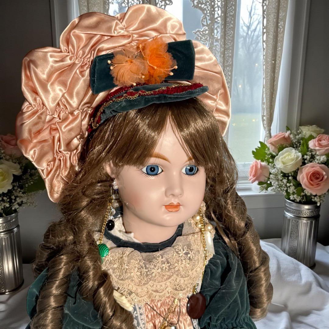 焼きみかん ビスクドール アーテー グリーン ピンク ロングドレス ボネ