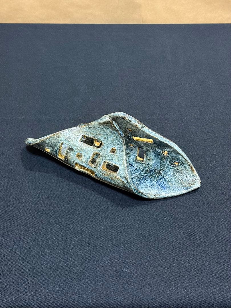 益子焼 香炉 青色 陶器　お香トレイ　陶芸家　作陶家 #き