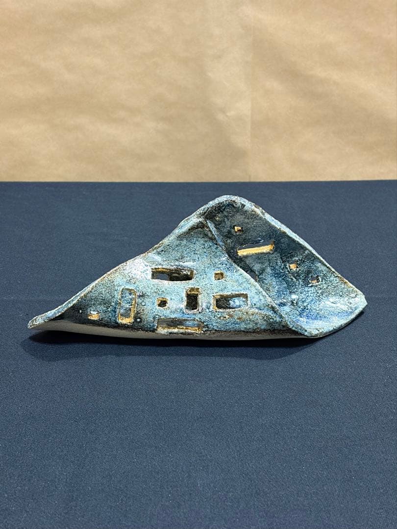 益子焼 香炉 青色 陶器　お香トレイ　陶芸家　作陶家 #き