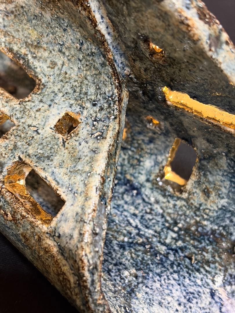 益子焼 香炉 青色 陶器　お香トレイ　陶芸家　作陶家 #き