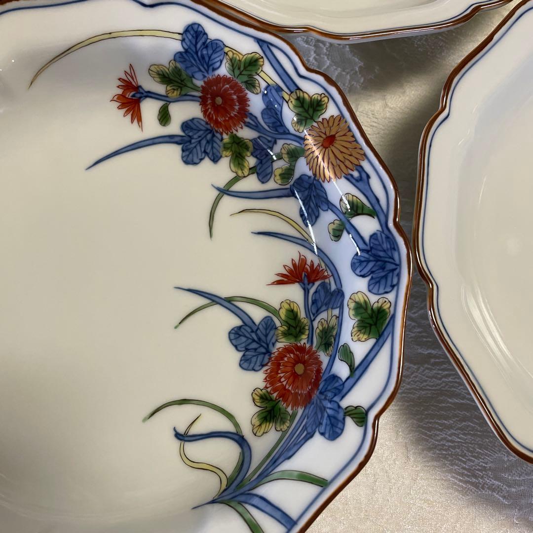 源右衛門窯　古伊万里風菊江　高台小鉢揃　3枚