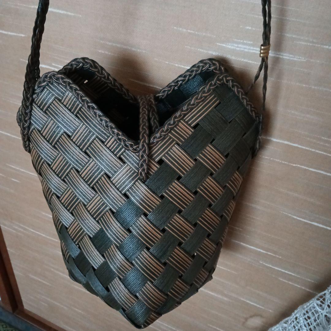 ハート型かごバッグ ダークブラウン