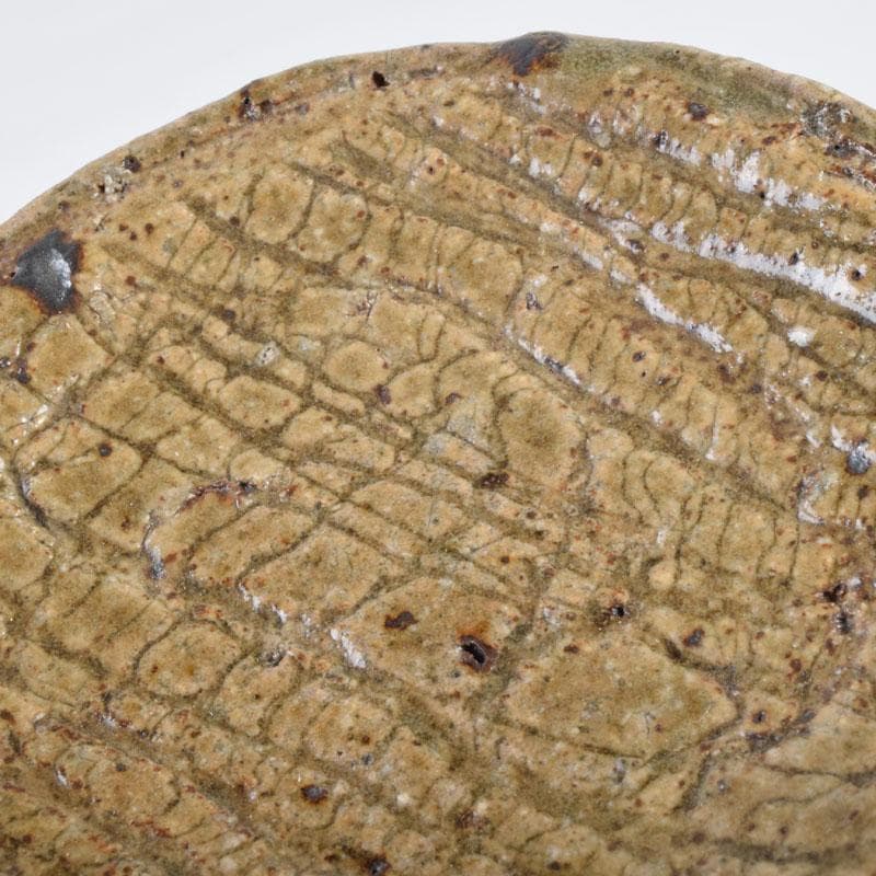 虫明焼　三つ足銘々皿　六客　時代箱　N　8673