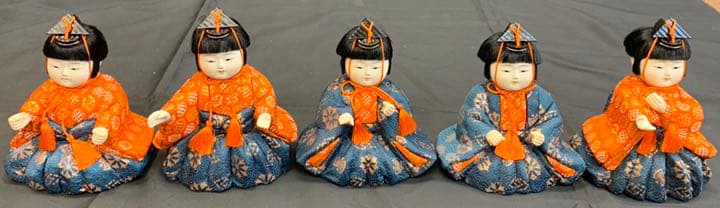 木目込み人形 15人揃い 25号　親王 水色　エボシ