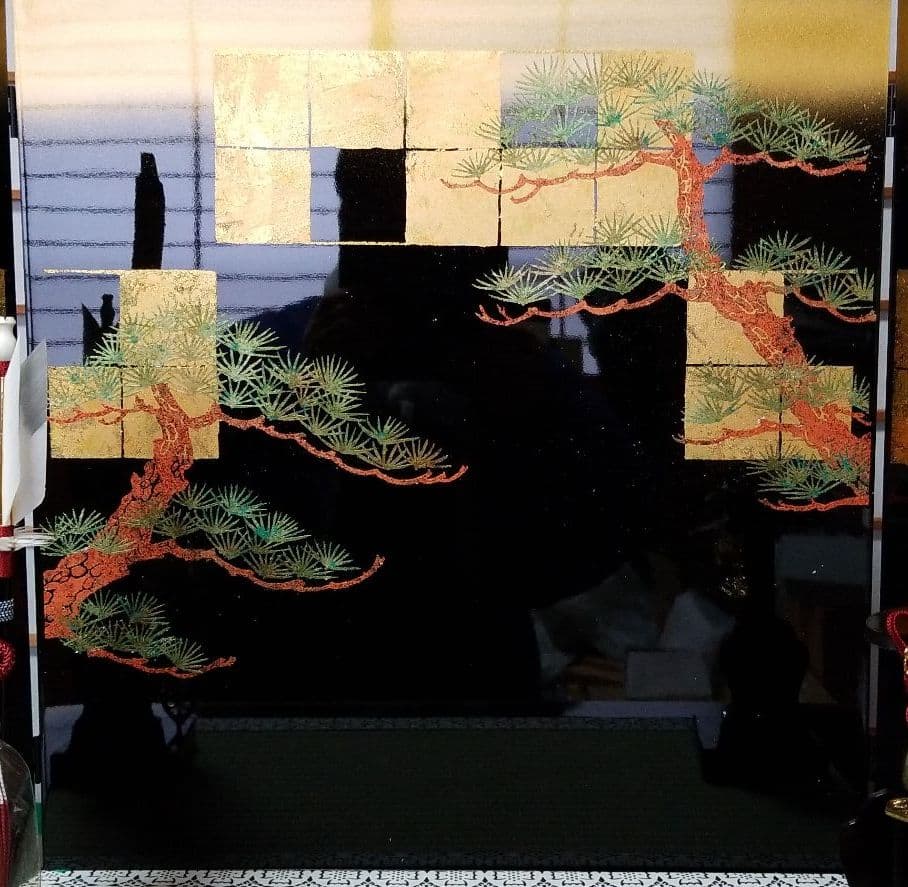 五月人形　15号　台と屏風と弓太刀