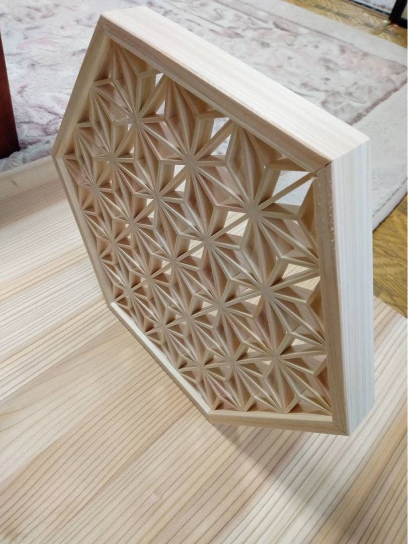 組子細工　麻の葉紋様　壁掛け(8角形)