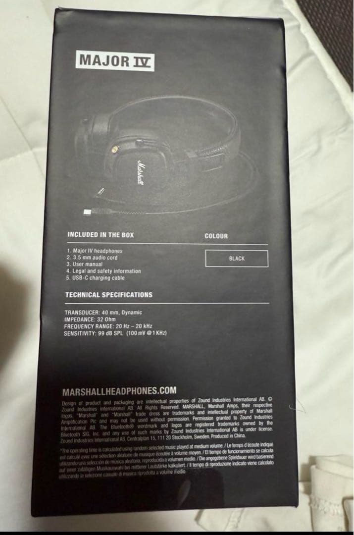 マーシャル MAJOR IV 4 ワイヤレス ヘッドフォン ブラック
