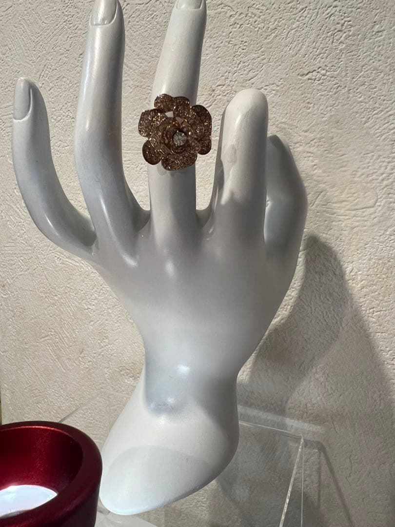 新品未使用 ✨K18PG 薔薇モチーフ ダイヤ0.80ct リング 7.7g