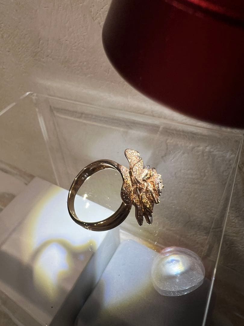 新品未使用 ✨K18PG 薔薇モチーフ ダイヤ0.80ct リング 7.7g