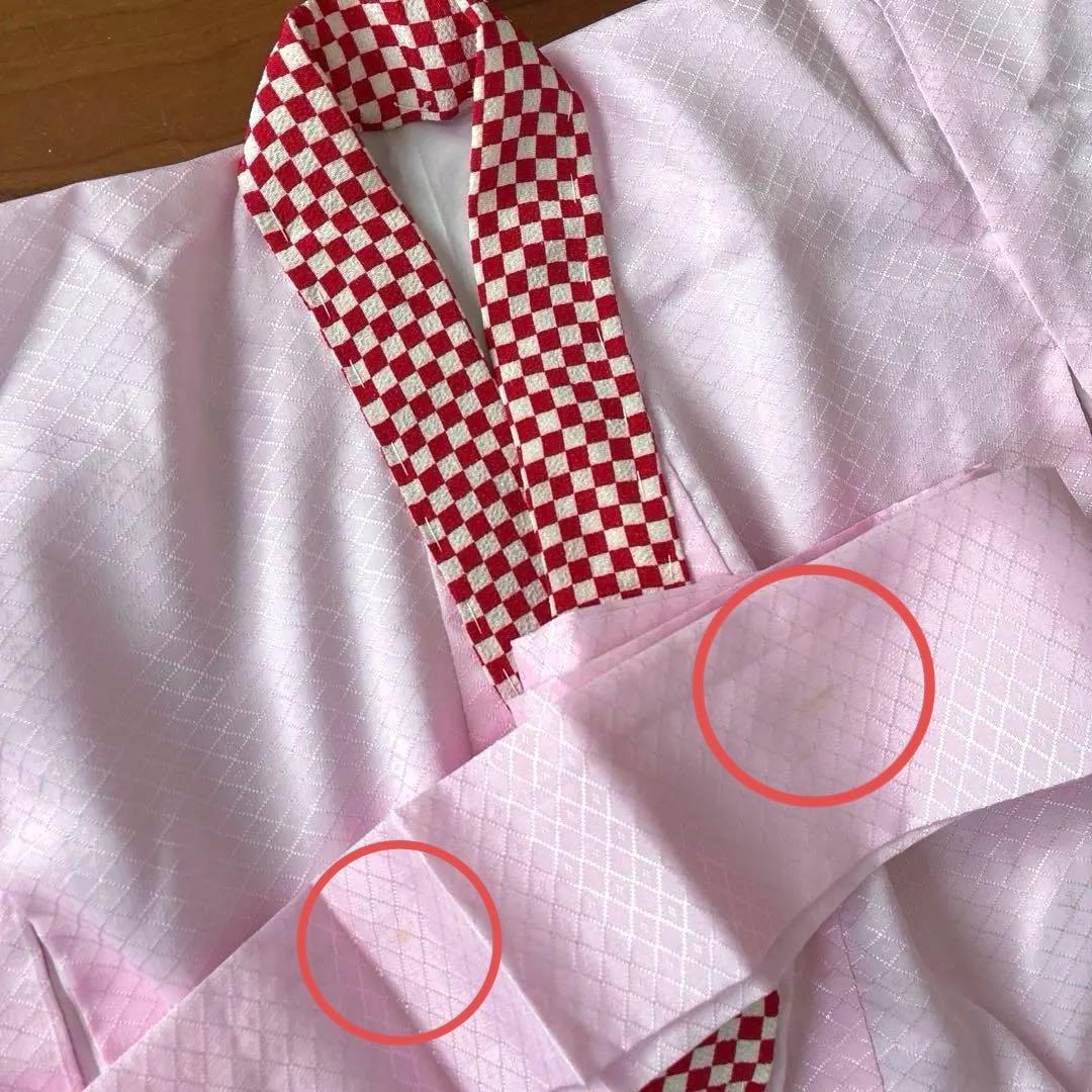 七五三 3歳 着物 アンティーク 丸菊紋に亀甲吉兆図 着物 長襦袢 被布 セット