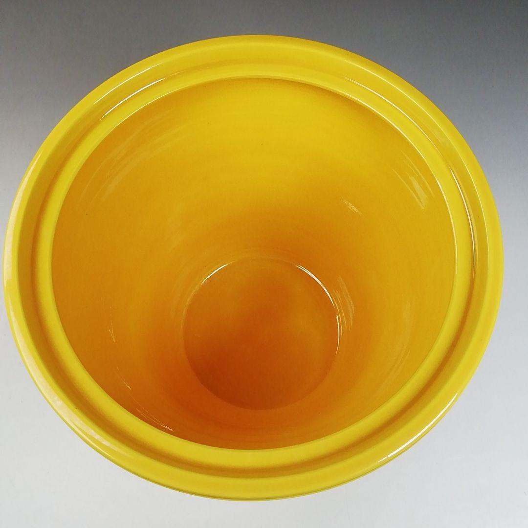 Ｗ２６２　水指　『黄交趾　末広』『叶松谷 造』　共箱　茶道具