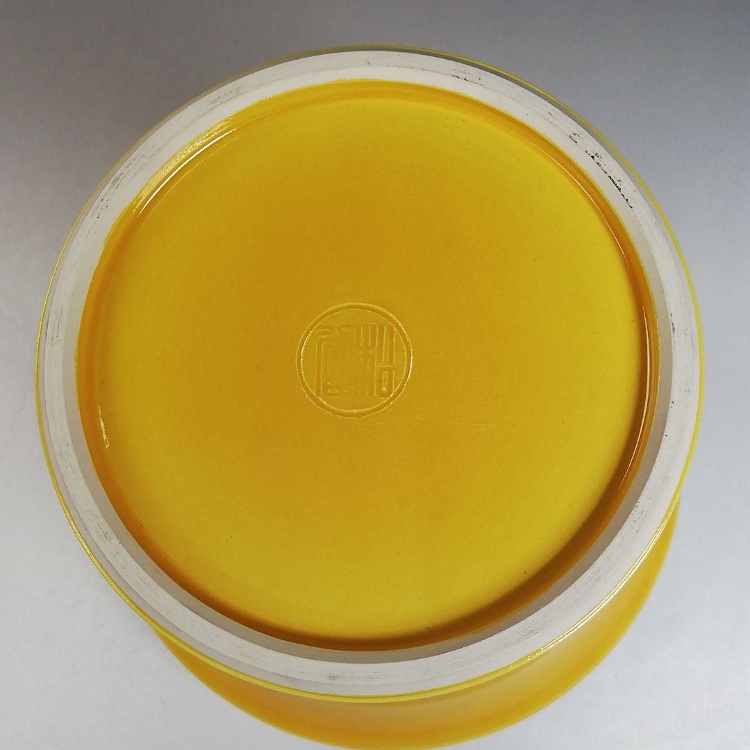 Ｗ２６２　水指　『黄交趾　末広』『叶松谷 造』　共箱　茶道具