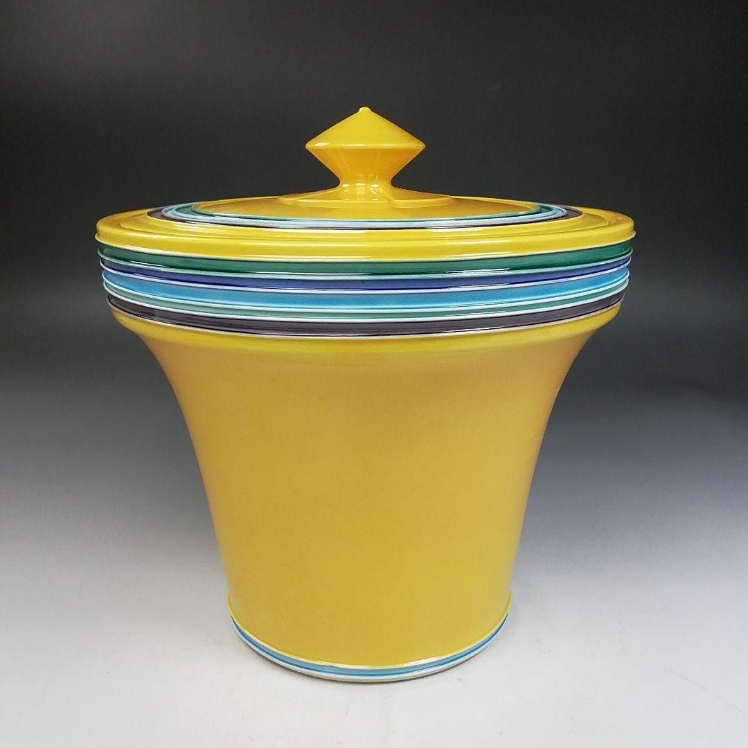 Ｗ２６２　水指　『黄交趾　末広』『叶松谷 造』　共箱　茶道具