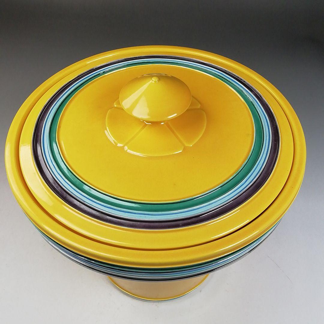 Ｗ２６２　水指　『黄交趾　末広』『叶松谷 造』　共箱　茶道具