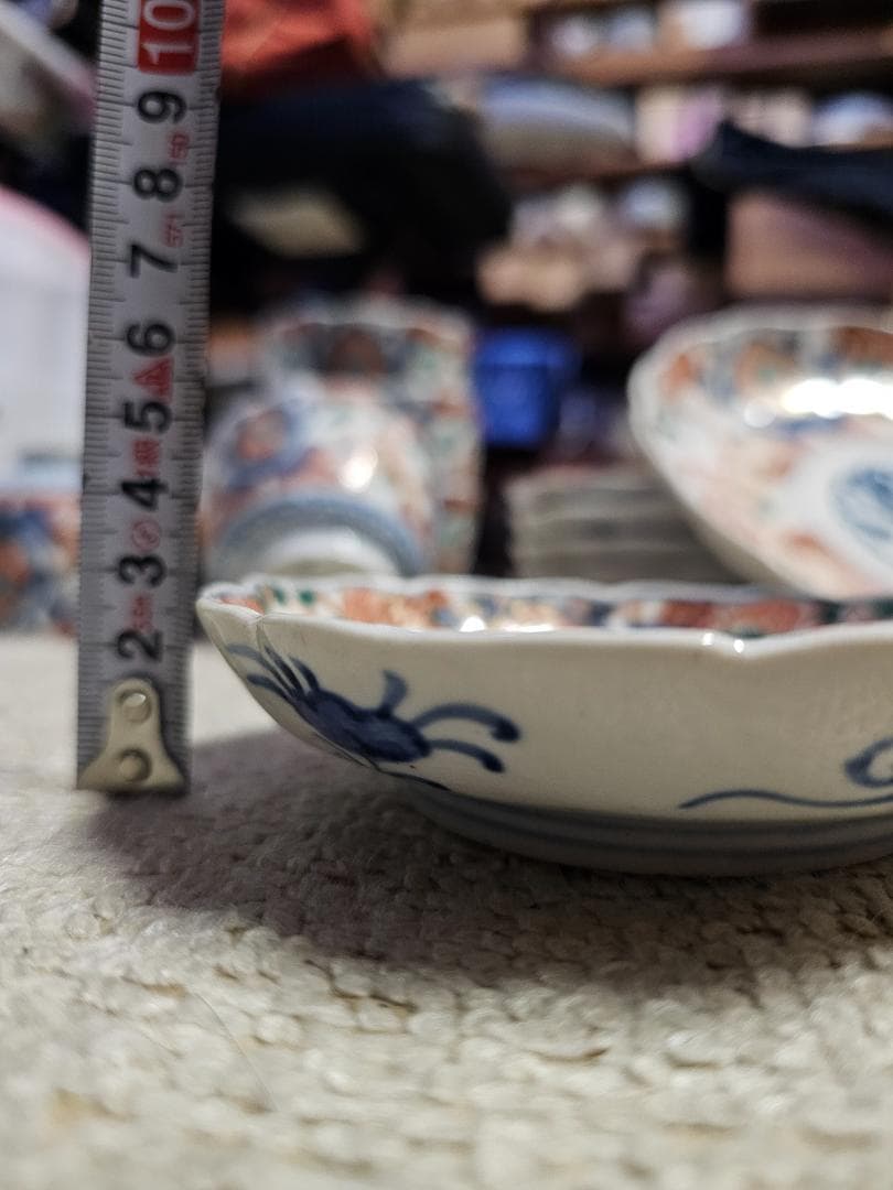 夏*J様 豪華‼️ 幕末明治の染錦 7寸中皿 小皿 なます皿 向付け 各種５客づ