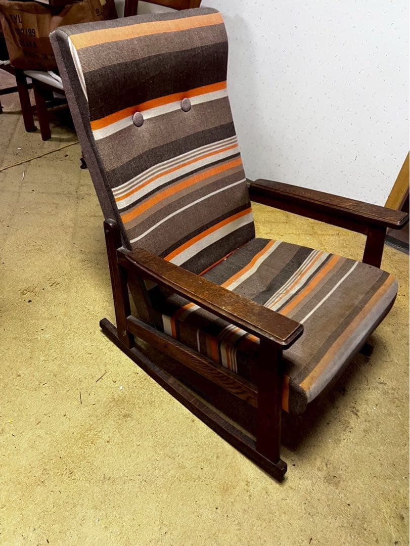 レトロ ストライプ リクライニングソファ