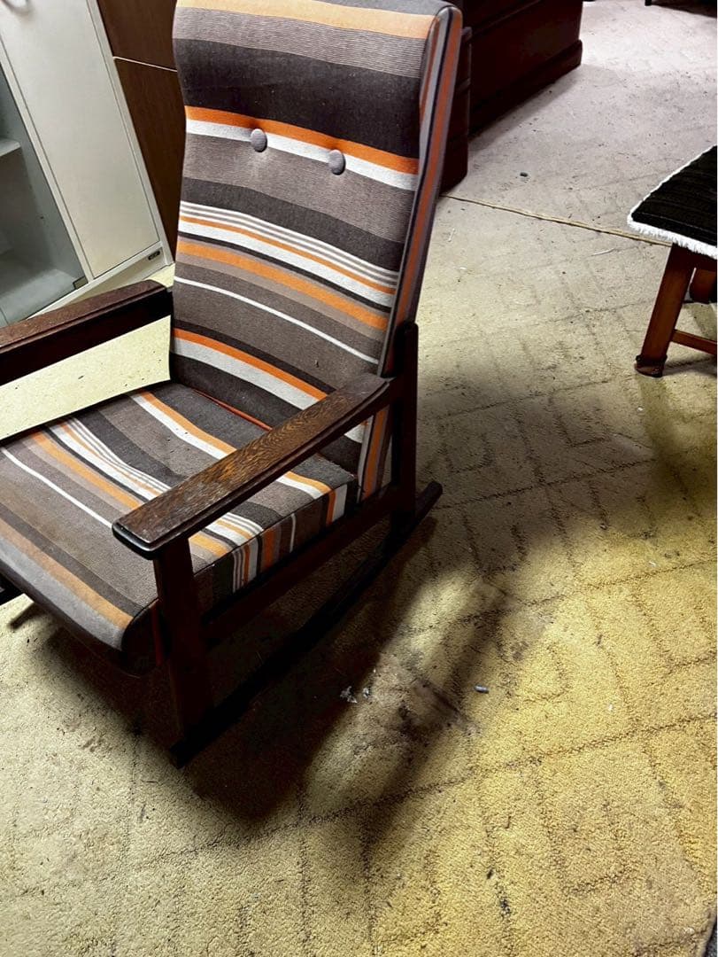 レトロ ストライプ リクライニングソファ