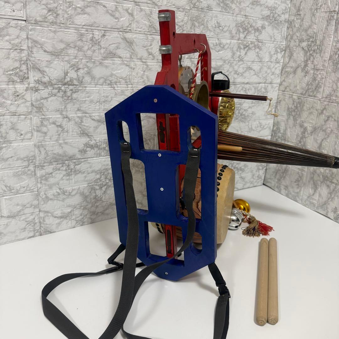 本格フルセット　自作 ちんどん太鼓 傘・提灯・鈴付き 和楽器 チンドン屋 縁起物
