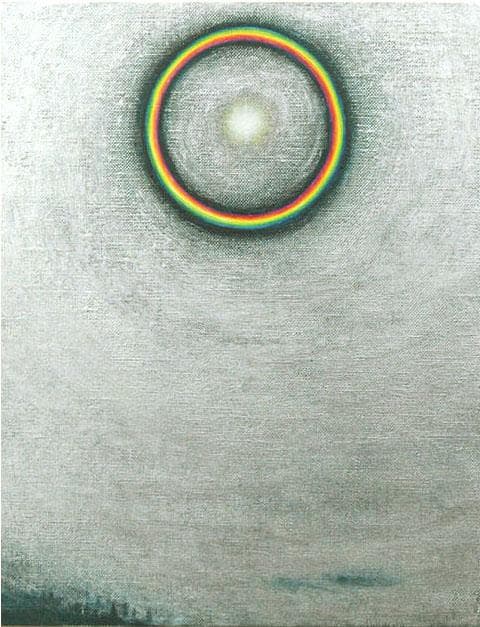 油絵 菅家令子 絵 絵画インテリア額付(黒) F3-S102023 風景祈り希望