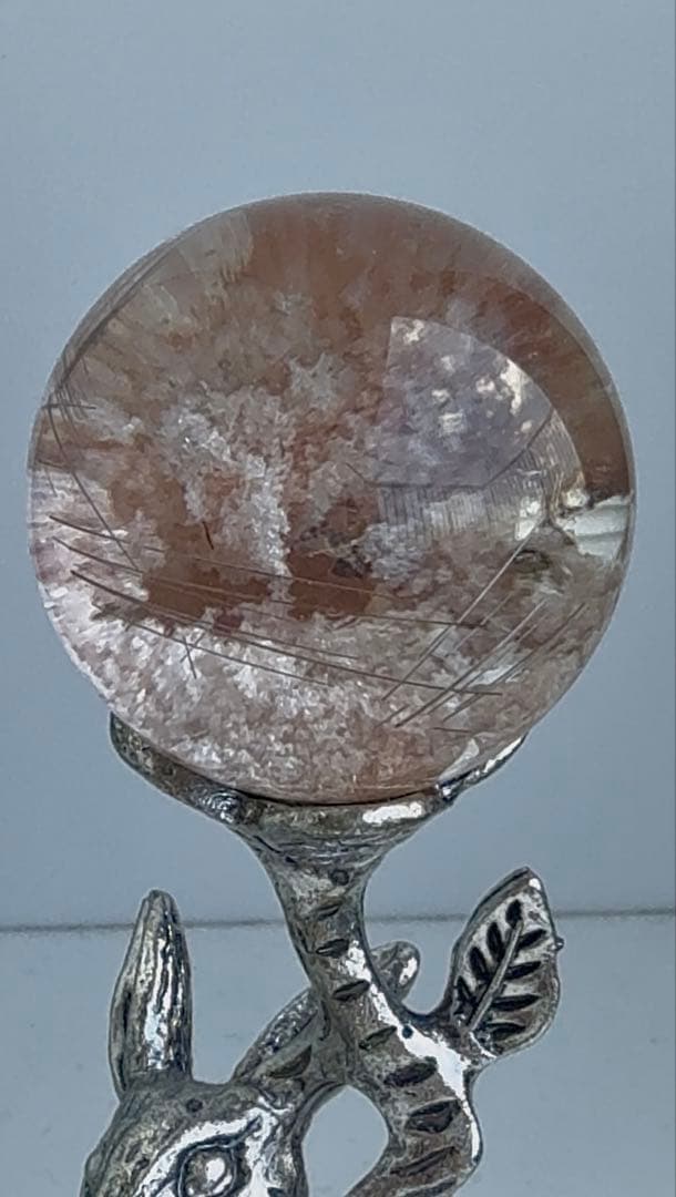 ガーデンクォーツ　天然石　ピンクガーデン　ルチル入り　スフィア