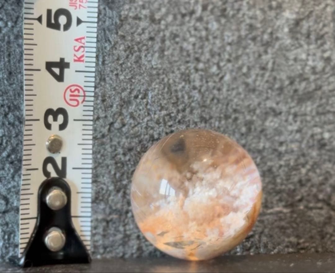 ガーデンクォーツ　天然石　ピンクガーデン　ルチル入り　スフィア