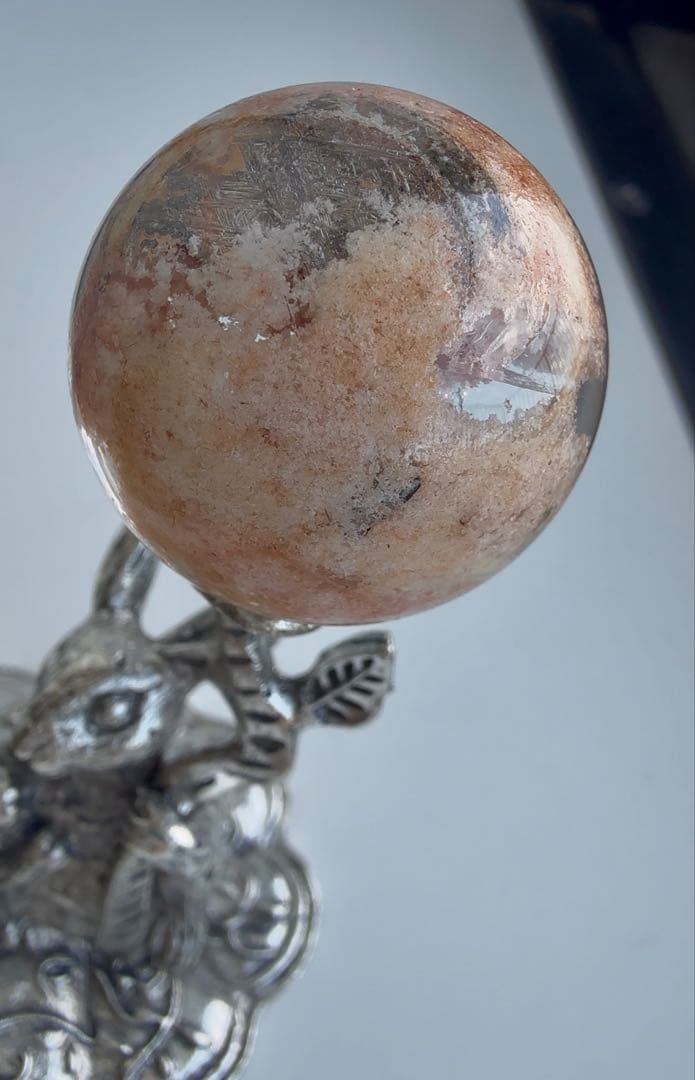 ガーデンクォーツ　天然石　ピンクガーデン　ルチル入り　スフィア