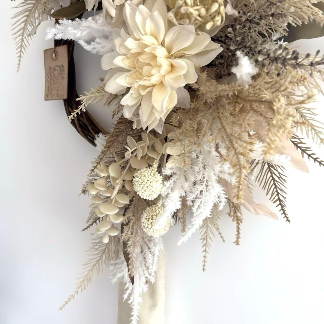 ＊フラワーリース＊　特大　ダリアとパンパスグラスのナチュラルリース