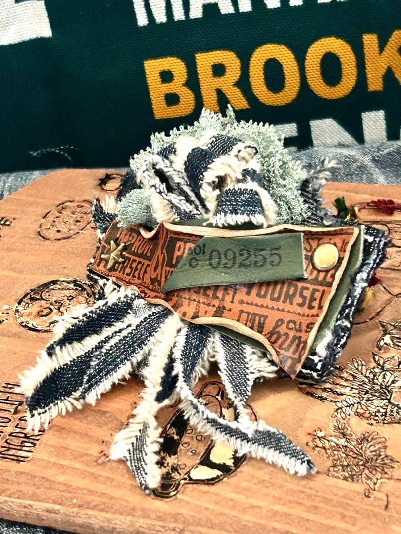 ヘアークリップdenim flowerレース添え　No.413