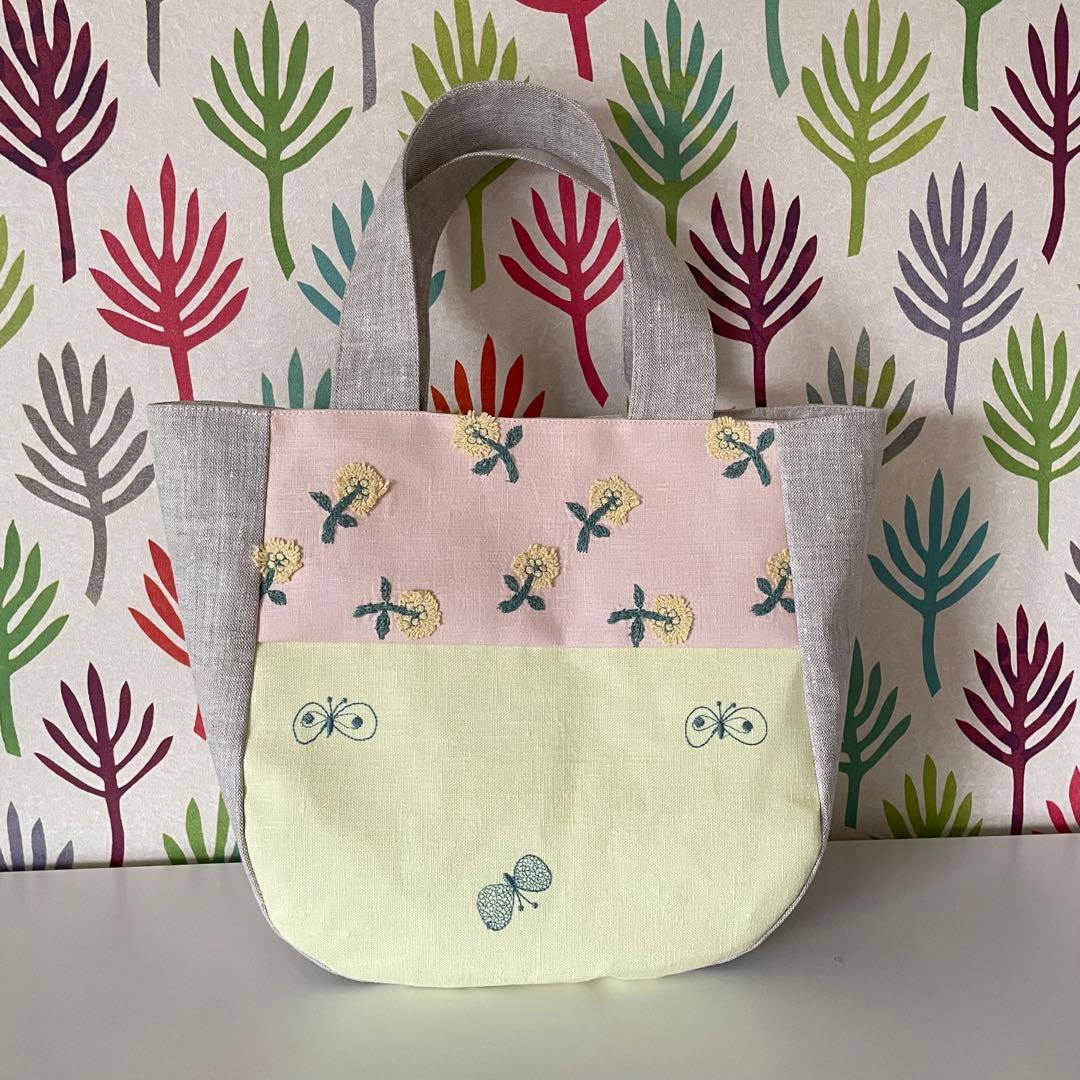 ミナペルホネン　ハンドメイド　パッチワークのマチつきトートバッグ　Mサイズ