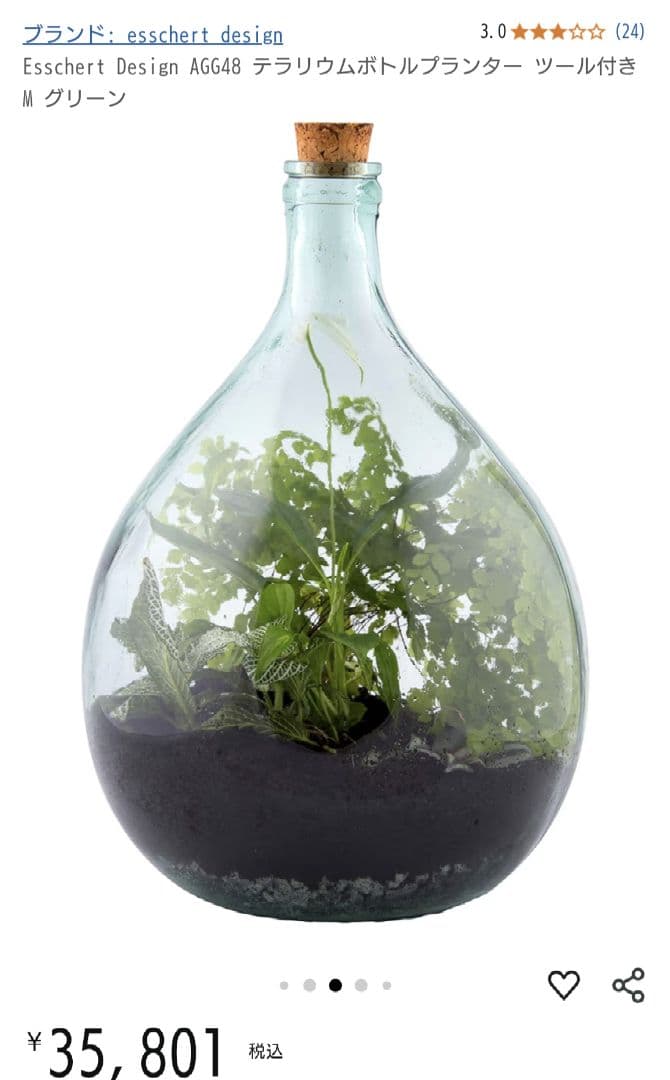 Esschert Design テラリウムボトルプランター ツール付き 55L