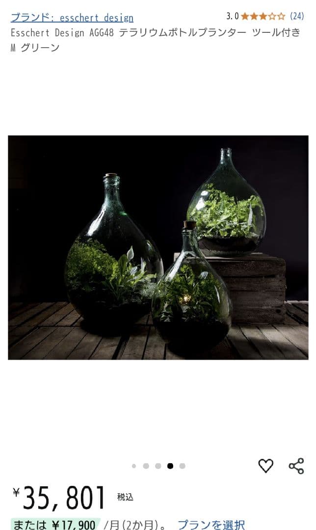 Esschert Design テラリウムボトルプランター ツール付き 55L