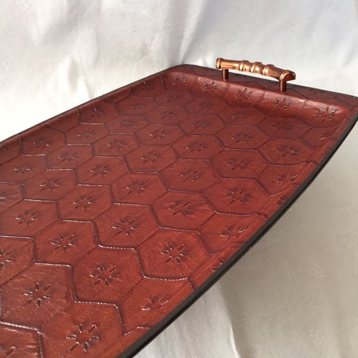 皮革工芸 お盆 トレー 未使用品