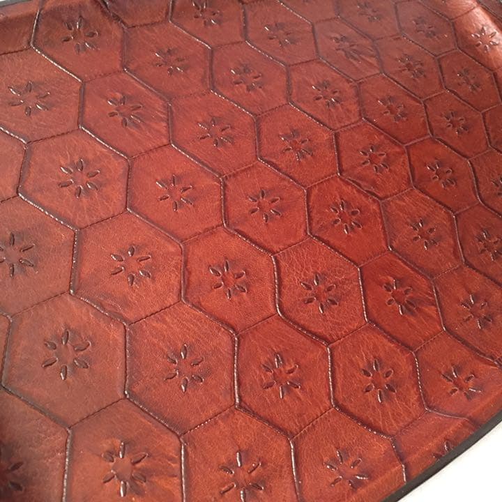 皮革工芸 お盆 トレー 未使用品