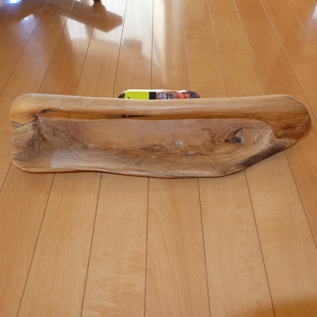 総無垢 チーク ハンドメイド 手作り 手彫り ウッドトレイ 花器 小物入れ