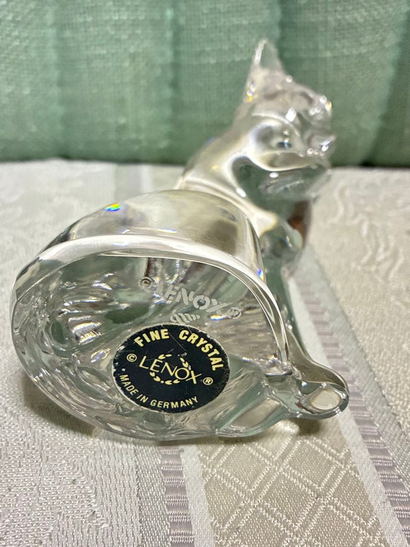 Lenox★レノックス★ドイツ製★猫★クリスタル★置物★ペーパーウェイト★