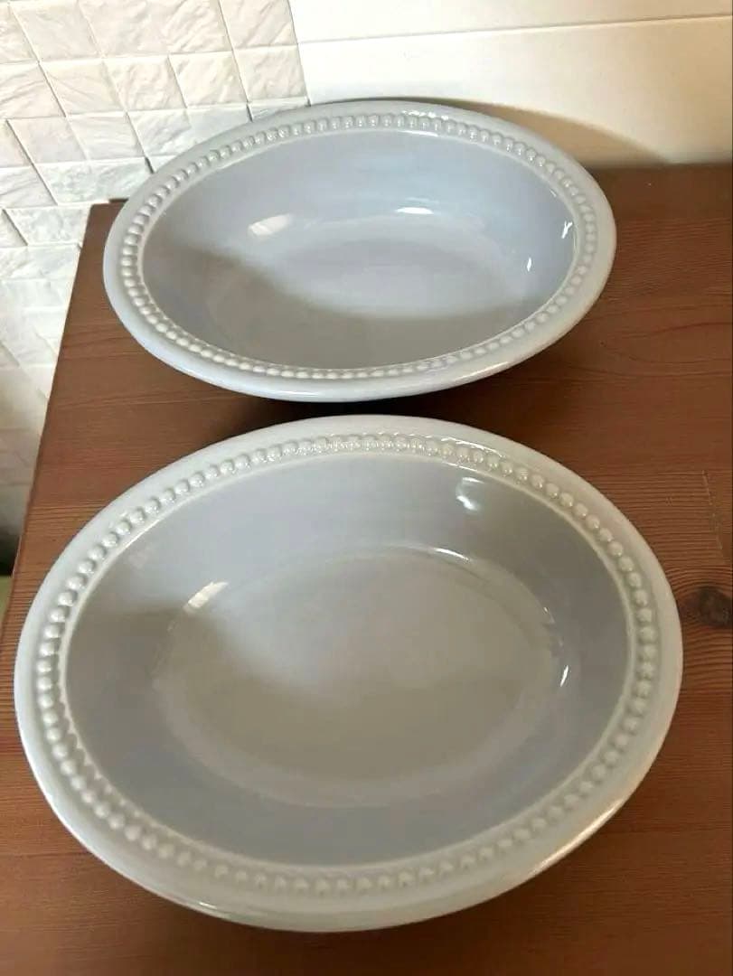 ル・クルーゼ　オーバル　パイディッシュ　メゾンドパリ　ミストグレー☆ペアセット