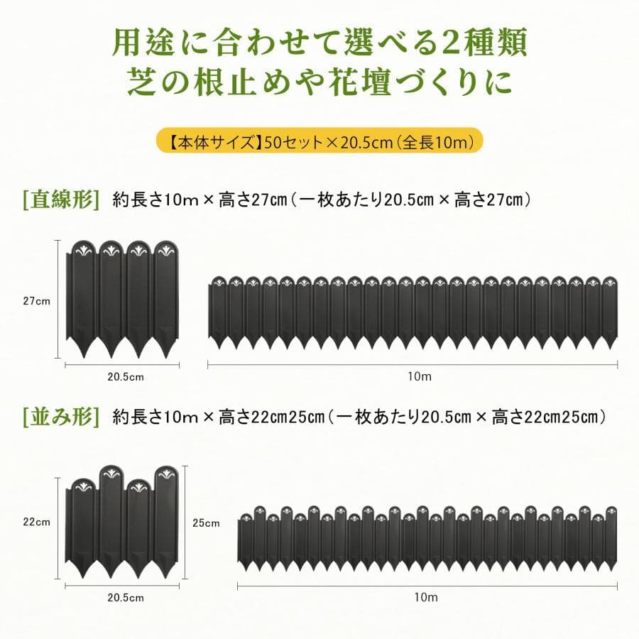 花壇 レイズドベッド ガーデニング高さ27cm×長さ10m柵 (直線形27cm)