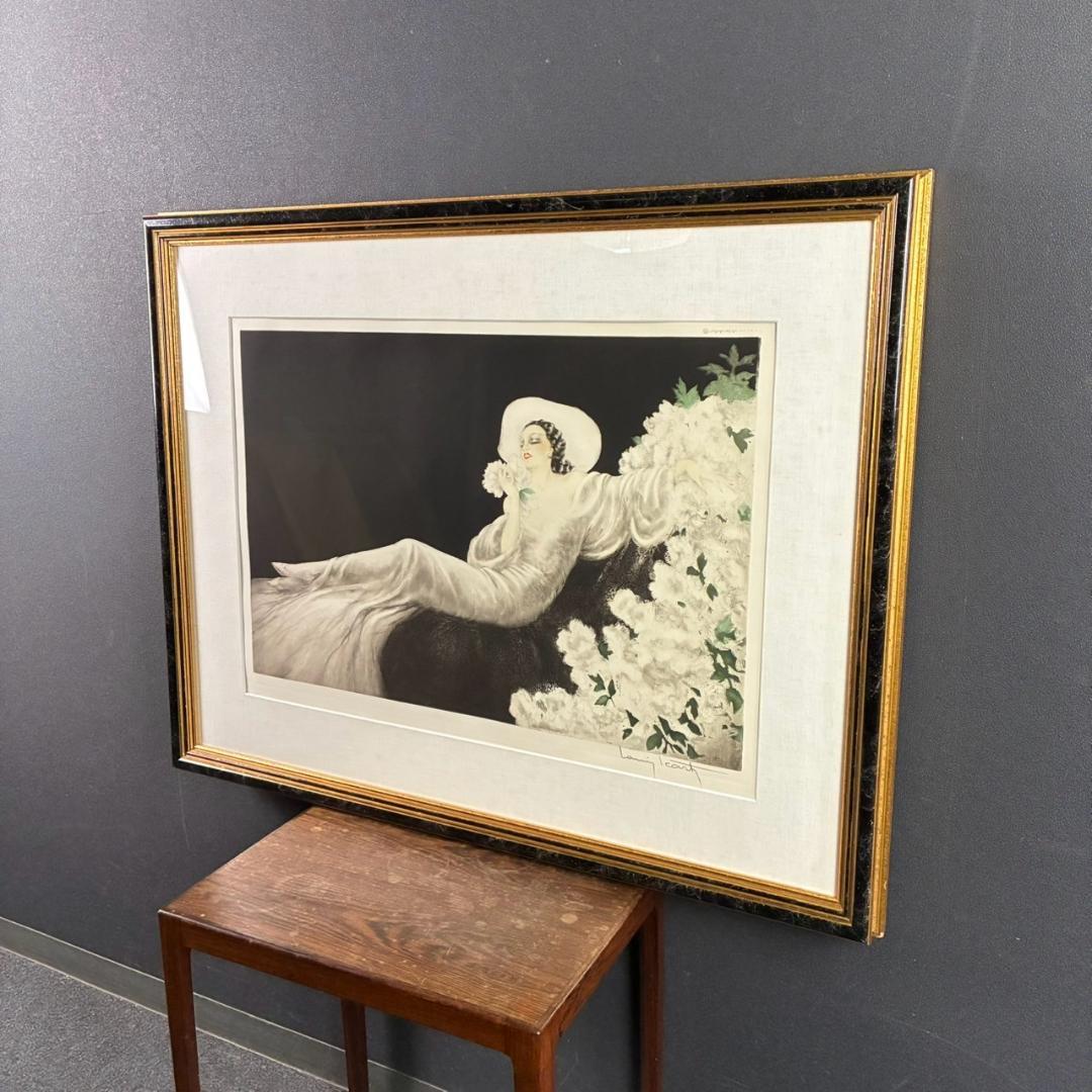 ルイ・イカール「恋の華」銅版画 エッチング 大作 12号大 直筆サイン入り