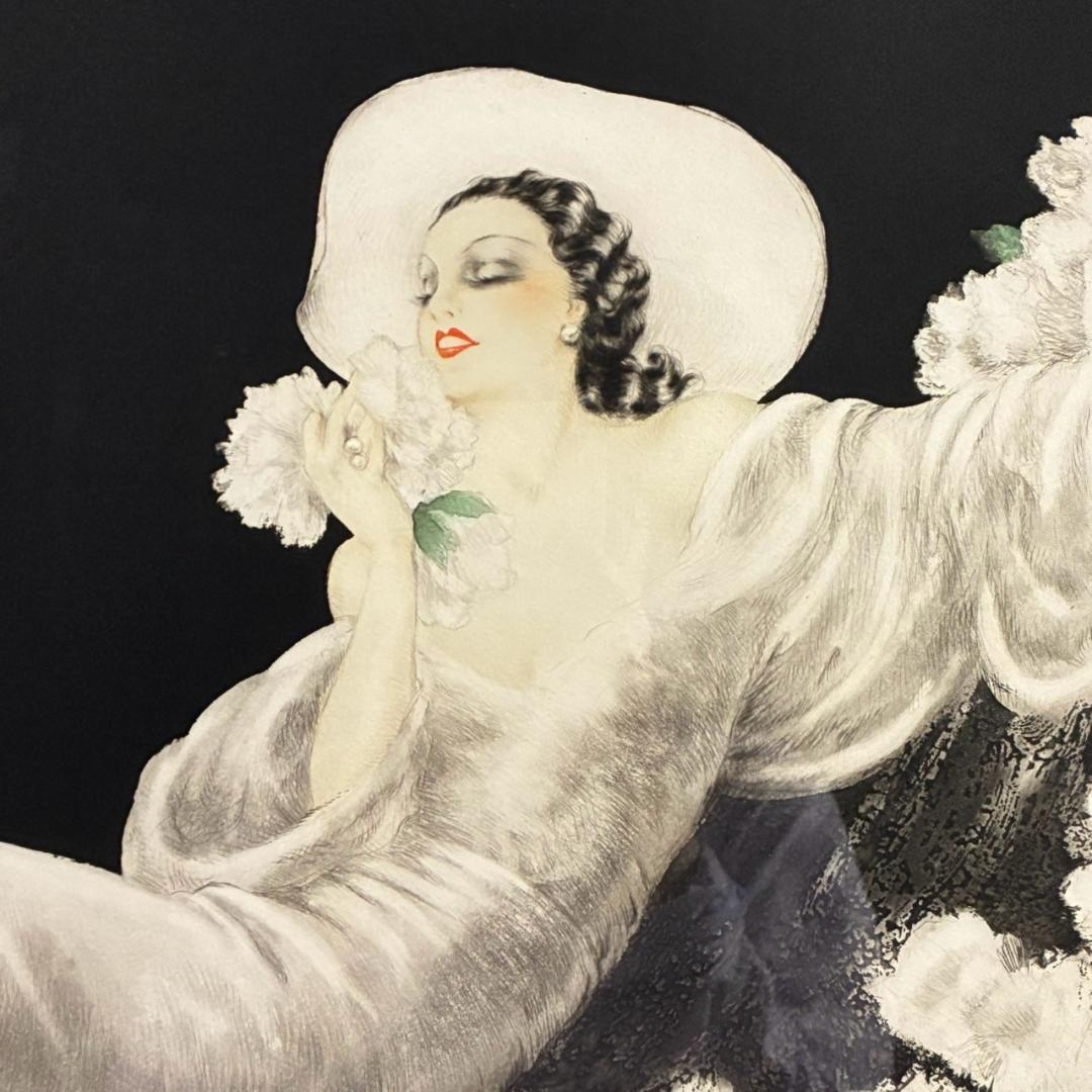 ルイ・イカール「恋の華」銅版画 エッチング 大作 12号大 直筆サイン入り