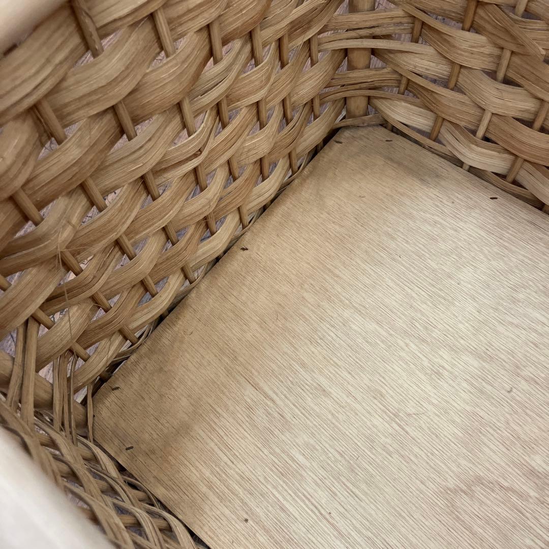 昭和レトロ ラタン 蓋付 バスケット ランドリーバスケット 籐籠 カゴ 小物入れ