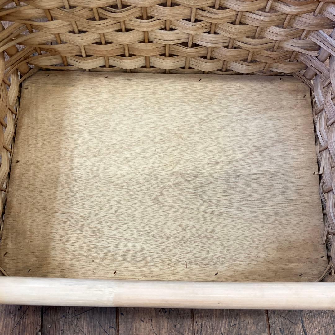昭和レトロ ラタン 蓋付 バスケット ランドリーバスケット 籐籠 カゴ 小物入れ