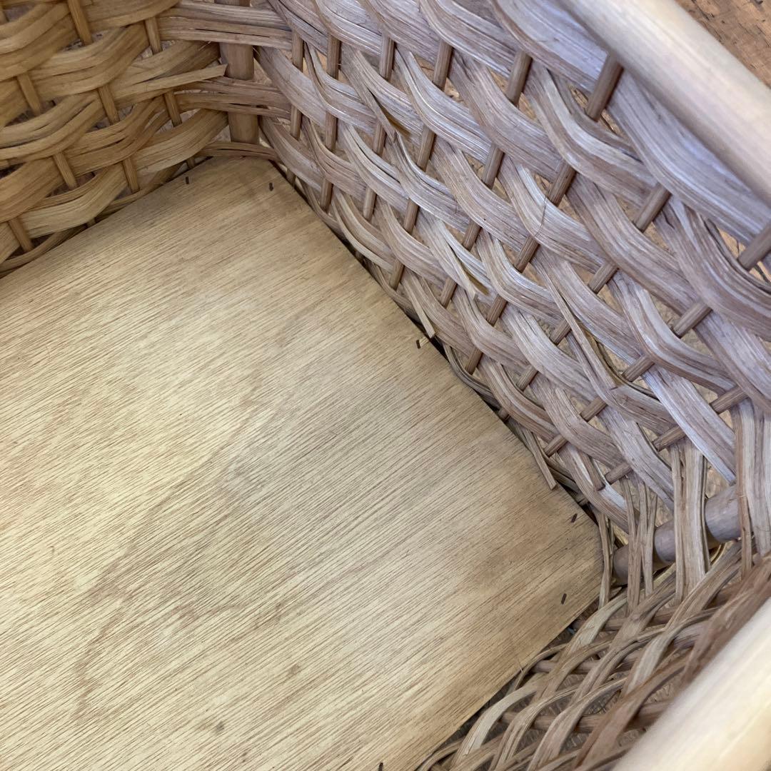 昭和レトロ ラタン 蓋付 バスケット ランドリーバスケット 籐籠 カゴ 小物入れ