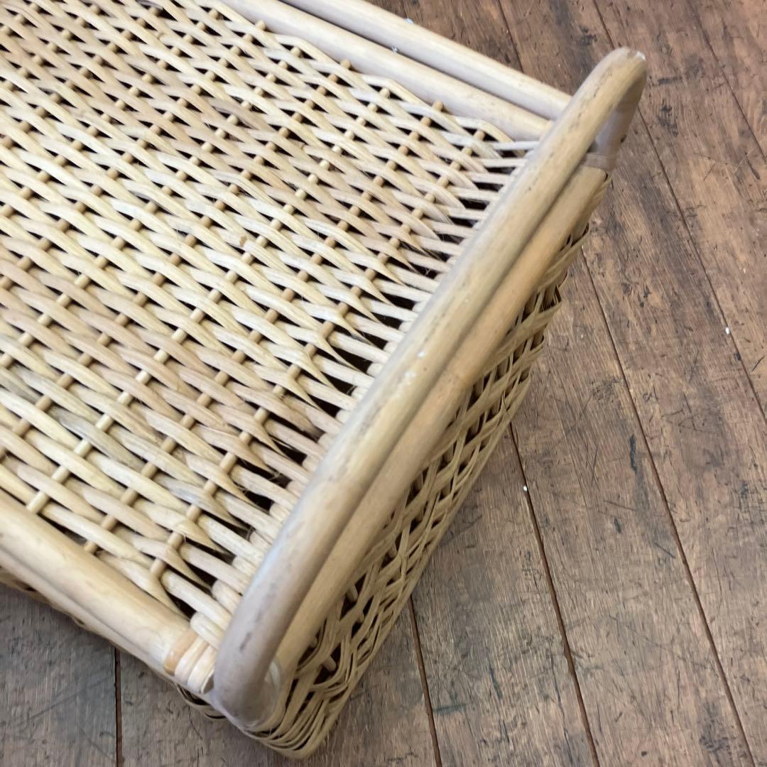 昭和レトロ ラタン 蓋付 バスケット ランドリーバスケット 籐籠 カゴ 小物入れ