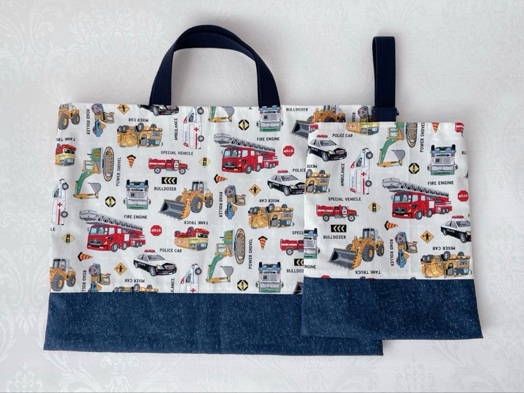 はたらくくるま♡レッスンバッグ 上履き入れ 着替え袋 給食袋 入園 男の子