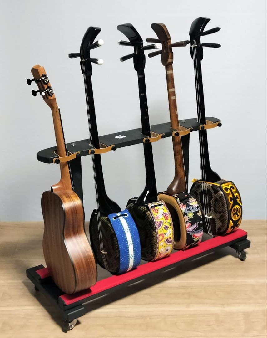 沖縄三線スタンド 5丁用（三線/ウクレレ／ギタレレ）シンプルモデル　三線立て